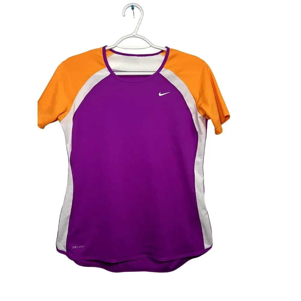 Nike Dri‎ Fit color block athletic t shirt womens medium workout athleisure